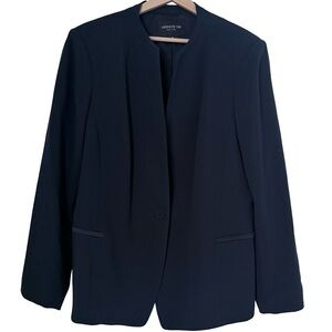 Lafayette 148 Navy One Button Blazer Jacket Sz 18